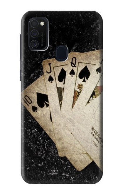 W3231 Vintage Royal Straight Flush Cards Hard Case and Leather Flip Case For Samsung Galaxy M21