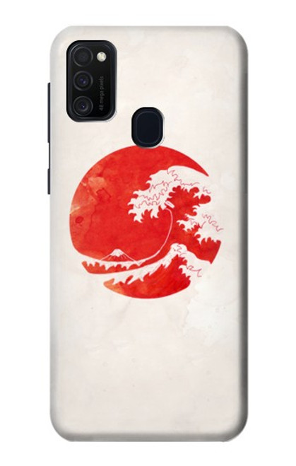 W3237 Waves Japan Flag Hard Case and Leather Flip Case For Samsung Galaxy M21