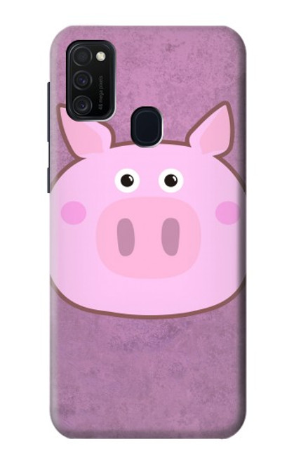 W3269 Pig Cartoon Hard Case and Leather Flip Case For Samsung Galaxy M21