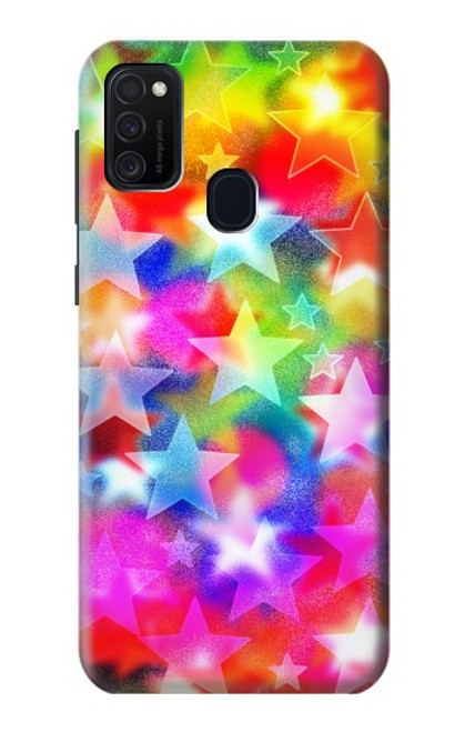 W3292 Colourful Disco Star Hard Case and Leather Flip Case For Samsung Galaxy M21