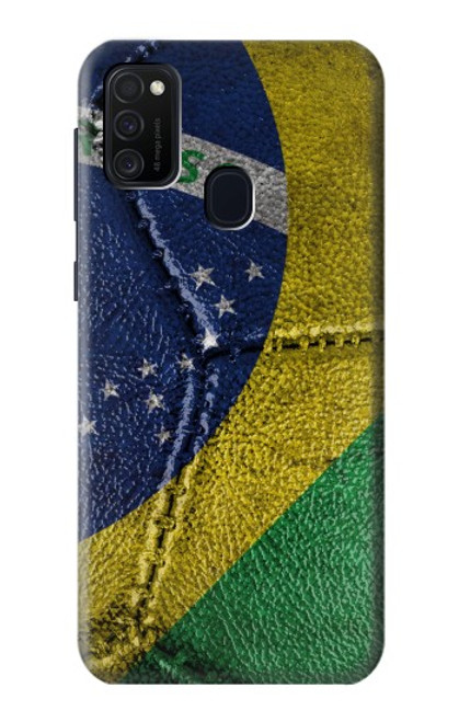 W3297 Brazil Flag Vintage Football Graphic Hard Case and Leather Flip Case For Samsung Galaxy M21