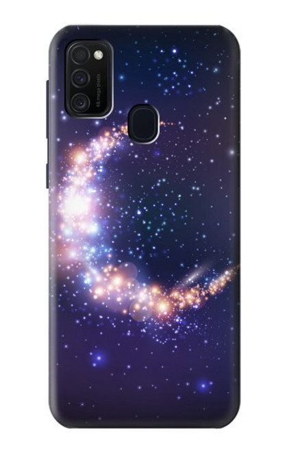 W3324 Crescent Moon Galaxy Hard Case and Leather Flip Case For Samsung Galaxy M21