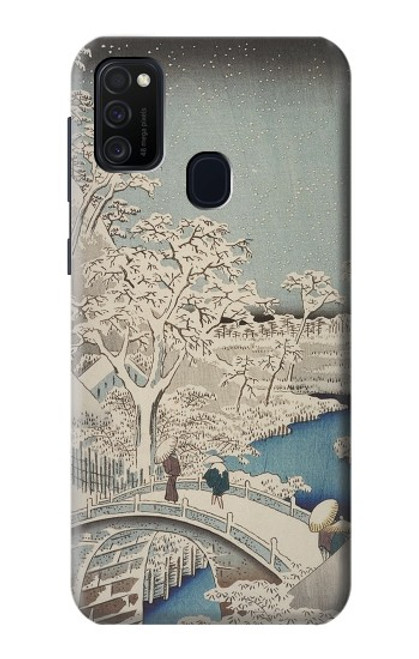 W3350 Utagawa Hiroshige Drum Bridge Yuhi Hill in Meguro Hard Case and Leather Flip Case For Samsung Galaxy M21