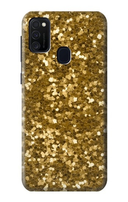 W3388 Gold Glitter Graphic Print Hard Case and Leather Flip Case For Samsung Galaxy M21