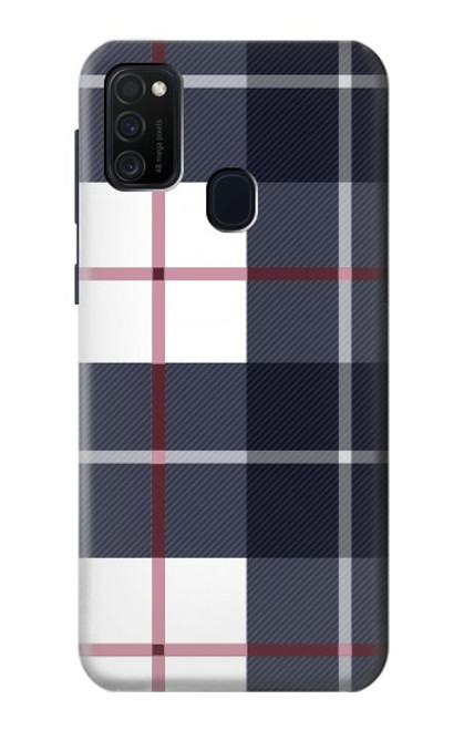 W3452 Plaid Fabric Pattern Hard Case and Leather Flip Case For Samsung Galaxy M21