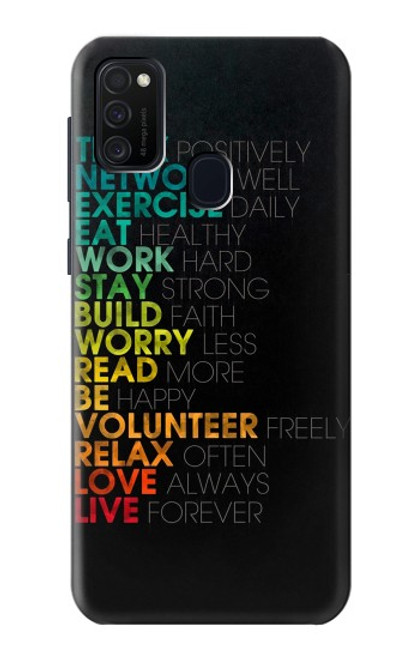 W3523 Think Positive Words Quotes Hard Case and Leather Flip Case For Samsung Galaxy M21