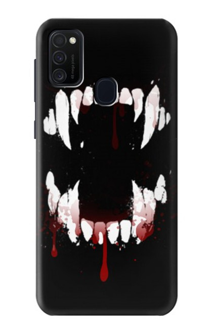 W3527 Vampire Teeth Bloodstain Hard Case and Leather Flip Case For Samsung Galaxy M21
