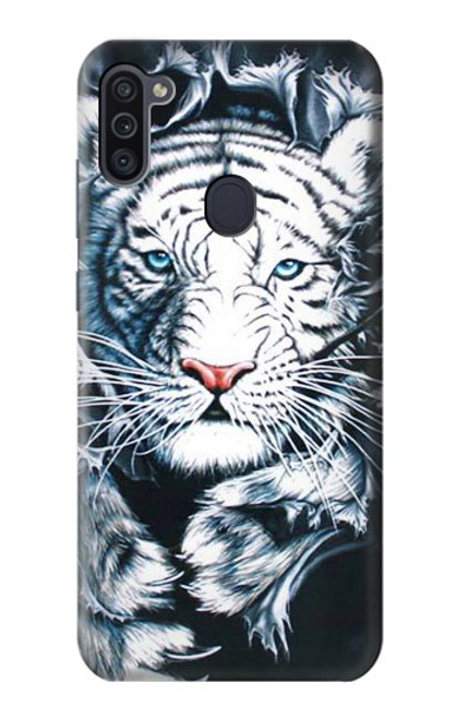 W0265 White Tiger Hard Case and Leather Flip Case For Samsung Galaxy M11