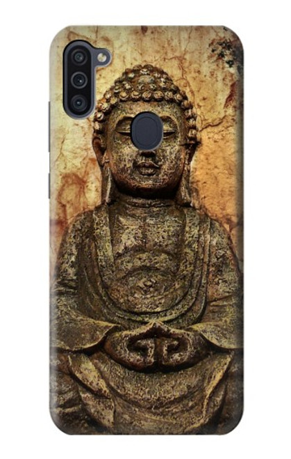 W0344 Buddha Rock Carving Hard Case and Leather Flip Case For Samsung Galaxy M11