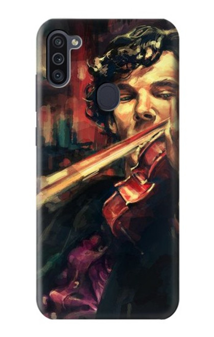 W0723 Violin Art Paint Hard Case and Leather Flip Case For Samsung Galaxy M11