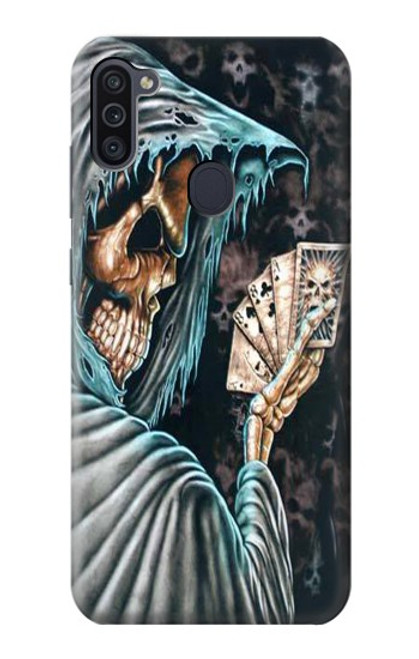 W0748 Grim Reaper Death Poker Hard Case and Leather Flip Case For Samsung Galaxy M11