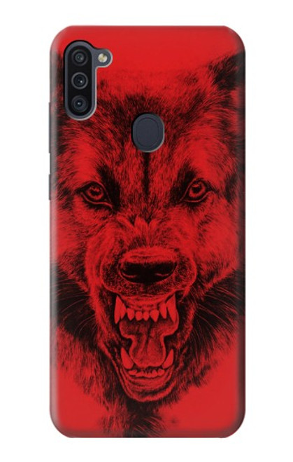 W1090 Red Wolf Hard Case and Leather Flip Case For Samsung Galaxy M11