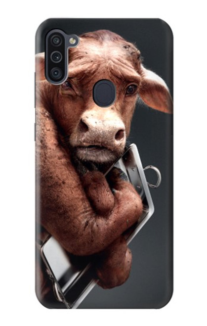 W1271 Crazy Cow Hard Case and Leather Flip Case For Samsung Galaxy M11