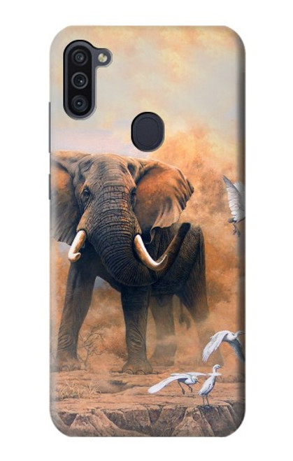 W1292 Dusty Elephant Egrets Hard Case and Leather Flip Case For Samsung Galaxy M11