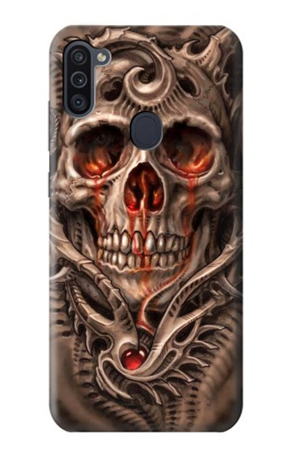 W1675 Skull Blood Tattoo Hard Case and Leather Flip Case For Samsung Galaxy M11