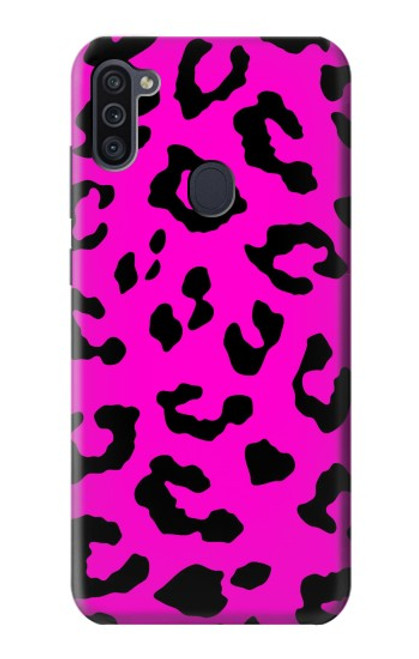W1850 Pink Leopard Pattern Hard Case and Leather Flip Case For Samsung Galaxy M11