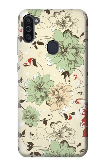 W2179 Flower Floral Vintage Art Pattern Hard Case and Leather Flip Case For Samsung Galaxy M11