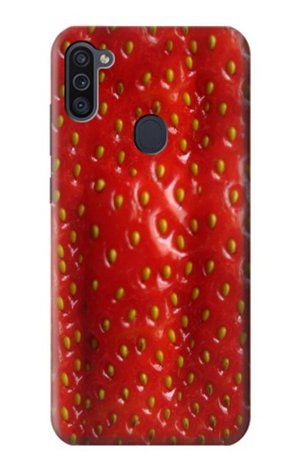 W2225 Strawberry Hard Case and Leather Flip Case For Samsung Galaxy M11