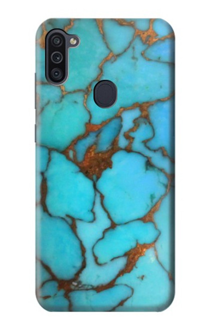 W2685 Aqua Turquoise Gemstone Graphic Printed Hard Case and Leather Flip Case For Samsung Galaxy M11