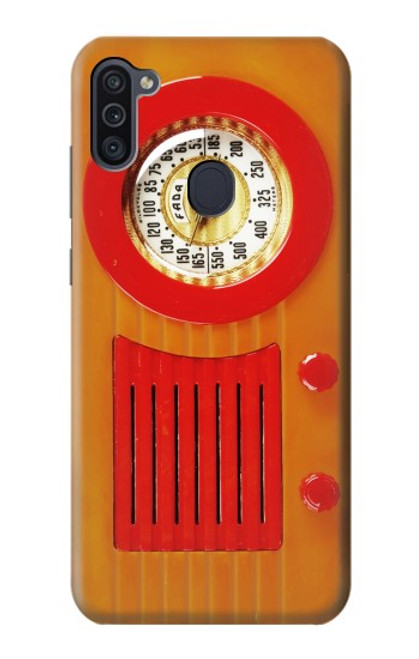 W2780 Vintage Orange Bakelite Radio Hard Case and Leather Flip Case For Samsung Galaxy M11