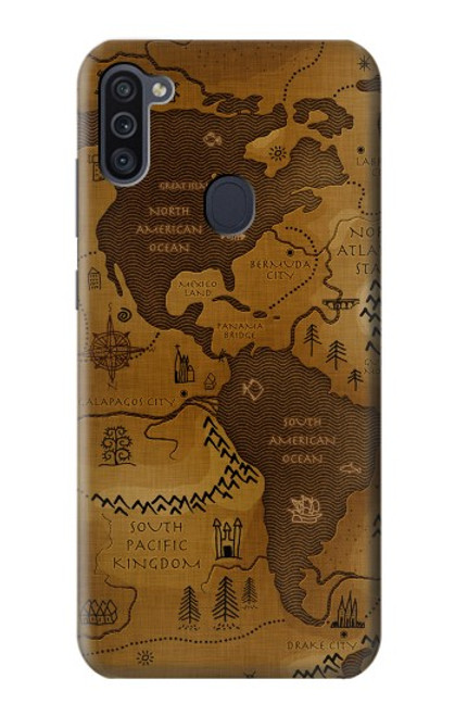 W2861 Antique World Map Hard Case and Leather Flip Case For Samsung Galaxy M11