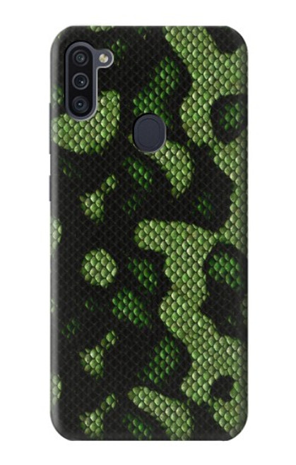 W2877 Green Snake Skin Graphic Printed Hard Case and Leather Flip Case For Samsung Galaxy M11