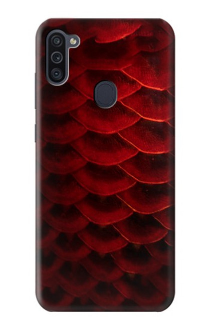 W2879 Red Arowana Fish Scale Hard Case and Leather Flip Case For Samsung Galaxy M11