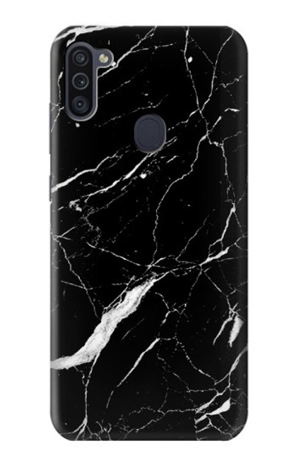 W2895 Black Marble Graphic Printed Hard Case and Leather Flip Case For Samsung Galaxy M11