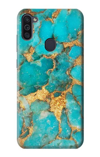 W2906 Aqua Turquoise Stone Hard Case and Leather Flip Case For Samsung Galaxy M11