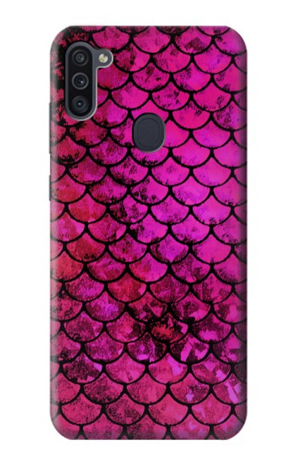 W3051 Pink Mermaid Fish Scale Hard Case and Leather Flip Case For Samsung Galaxy M11