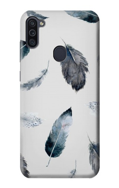 W3085 Feather Paint Pattern Hard Case and Leather Flip Case For Samsung Galaxy M11