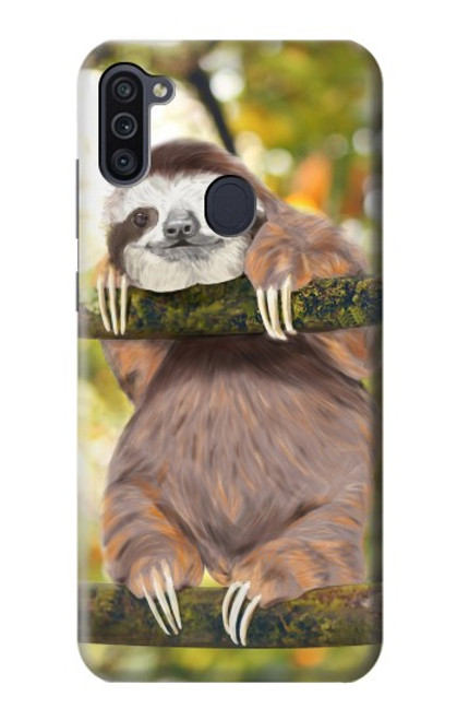 W3138 Cute Baby Sloth Paint Hard Case and Leather Flip Case For Samsung Galaxy M11