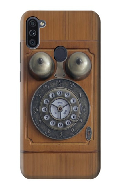 W3146 Antique Wall Retro Dial Phone Hard Case and Leather Flip Case For Samsung Galaxy M11