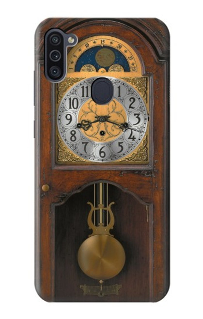 W3173 Grandfather Clock Antique Wall Clock Hard Case and Leather Flip Case For Samsung Galaxy M11