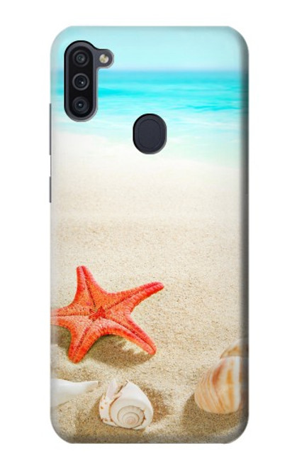 W3212 Sea Shells Starfish Beach Hard Case and Leather Flip Case For Samsung Galaxy M11