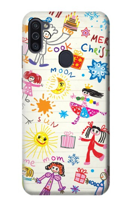 W3280 Kids Drawing Hard Case and Leather Flip Case For Samsung Galaxy M11