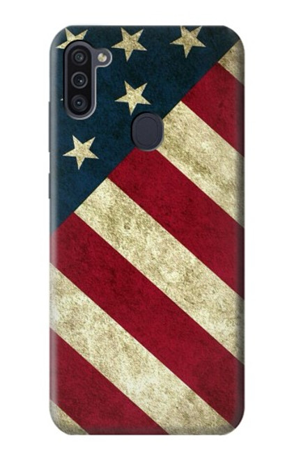 W3295 US National Flag Hard Case and Leather Flip Case For Samsung Galaxy M11