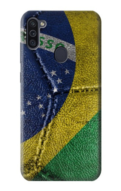 W3297 Brazil Flag Vintage Football Graphic Hard Case and Leather Flip Case For Samsung Galaxy M11
