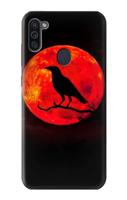 W3328 Crow Red Moon Hard Case and Leather Flip Case For Samsung Galaxy M11