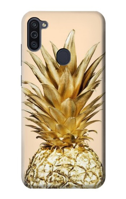 W3490 Gold Pineapple Hard Case and Leather Flip Case For Samsung Galaxy M11
