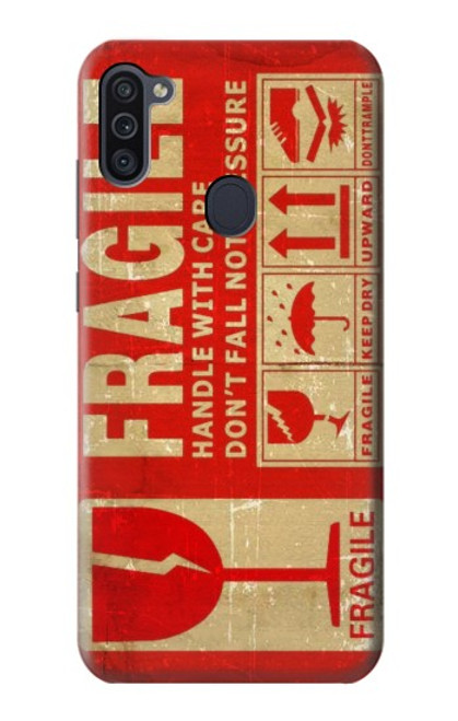 W3552 Vintage Fragile Label Art Hard Case and Leather Flip Case For Samsung Galaxy M11