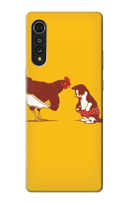 W1093 Rooster and Cat Joke Hard Case and Leather Flip Case For LG Velvet