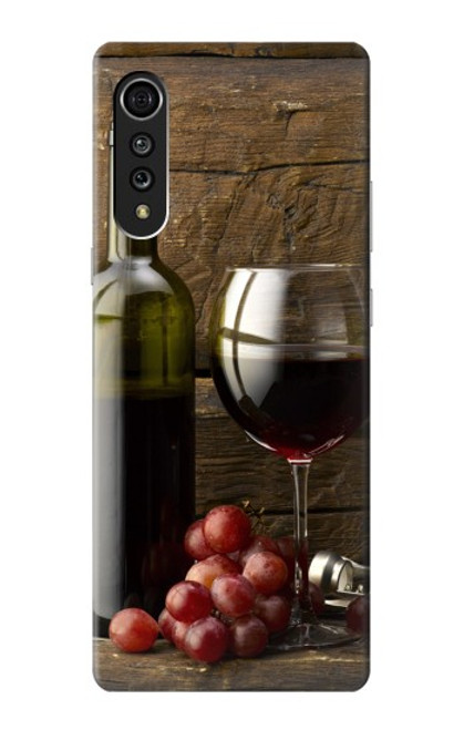 W1316 Grapes Bottle and Glass of Red Wine Hard Case and Leather Flip Case For LG Velvet