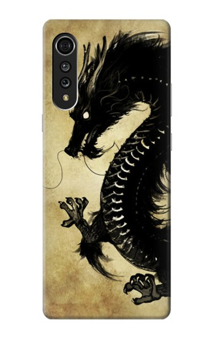 W1482 Black Dragon Painting Hard Case and Leather Flip Case For LG Velvet