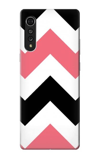 W1849 Pink Black Chevron Zigzag Hard Case and Leather Flip Case For LG Velvet