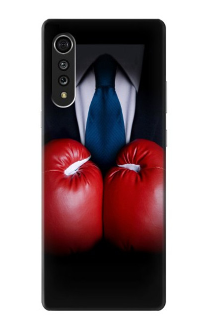 W2261 Businessman Black Suit With Boxing Gloves Hard Case and Leather Flip Case For LG Velvet