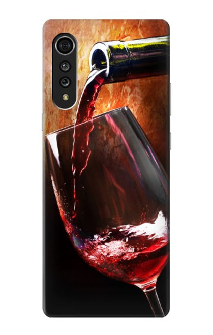 W2396 Red Wine Bottle And Glass Hard Case and Leather Flip Case For LG Velvet