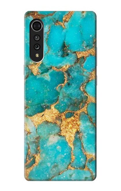 W2906 Aqua Turquoise Stone Hard Case and Leather Flip Case For LG Velvet