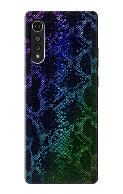 W3366 Rainbow Python Skin Graphic Print Hard Case and Leather Flip Case For LG Velvet