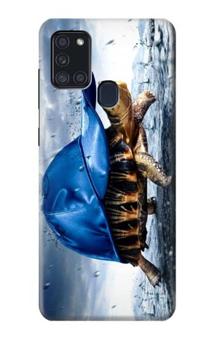 W0084 Turtle in the Rain Hard Case and Leather Flip Case For Samsung Galaxy A21s